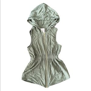 Self Esteem Army Green Khaki Vest Hooded Zip Up Outerwear Sweater Vest Casual